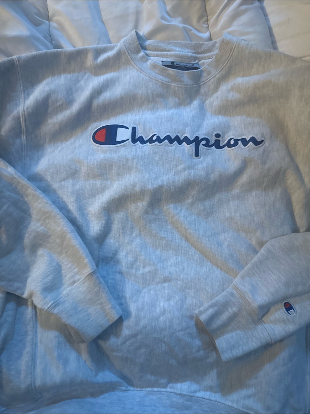 NWOT Champion White Tee with Navy and Red Label